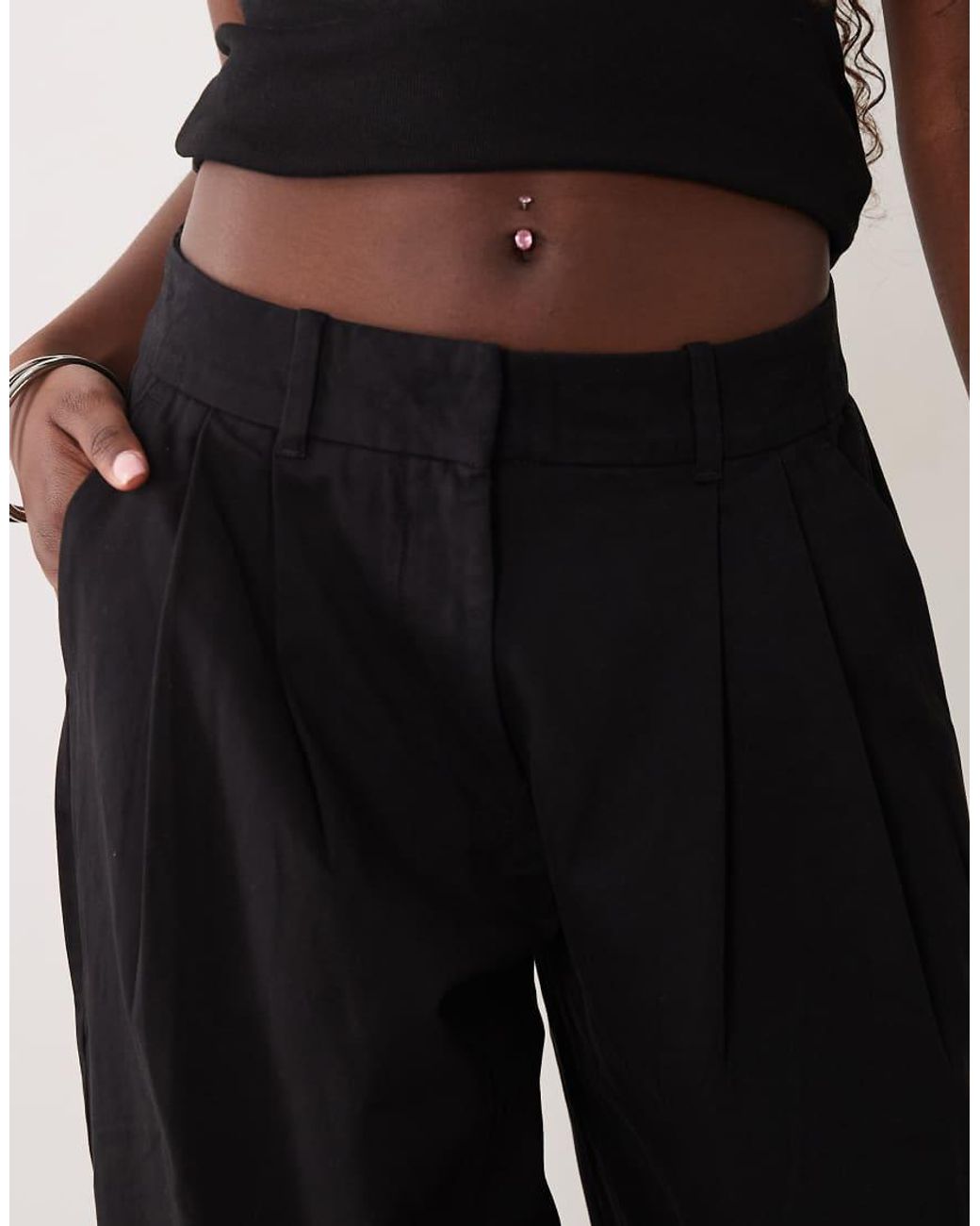 Aware Black Double Pleat Front Barrel Leg Trouser