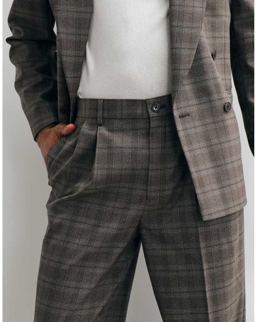 ASOS Gray Oversized Tapered Suit Trouser for men