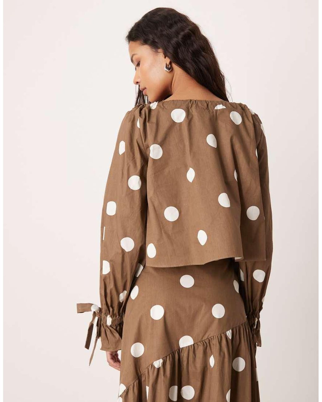 Glamorous Brown Round Neck Slouchy Blouse With Ties