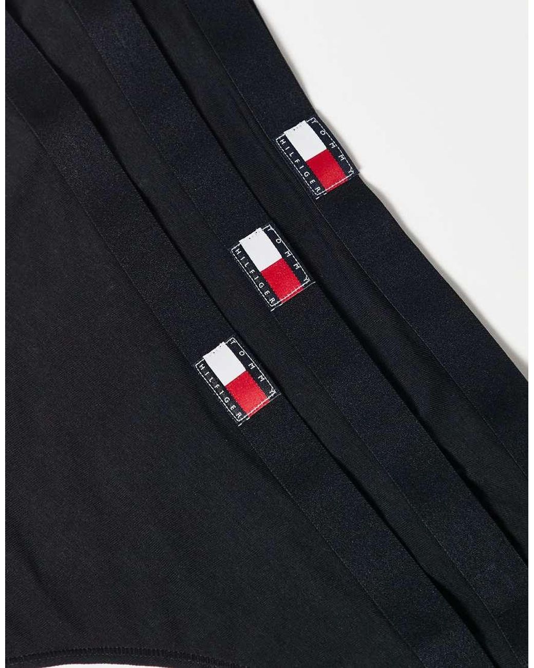 Tommy Hilfiger Black 3 Pack Flag Logo Detail Thong