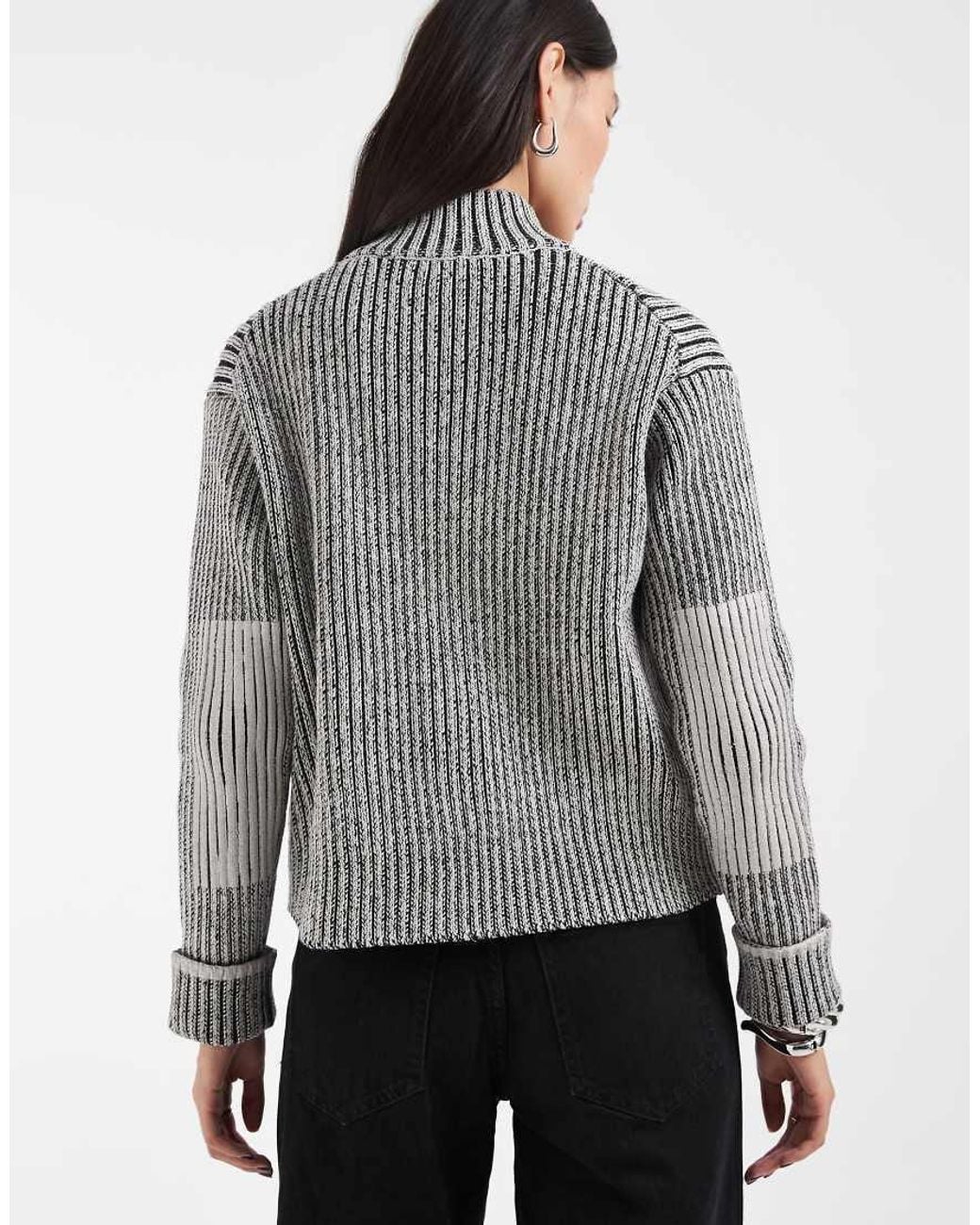 Rains Gray 31020 Sapa Zip Through Funnel Neck Knitted Cardigan