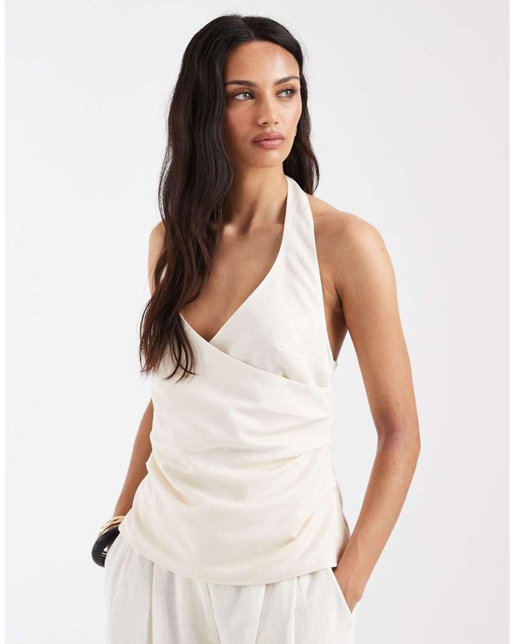 ASOS White Drape Halter Top