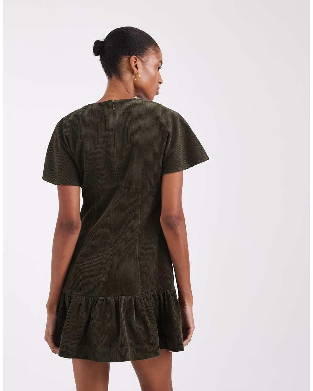 ASOS Black Asos Design Tall Cord T-shirt Mini Dress With Ruched Skirt
