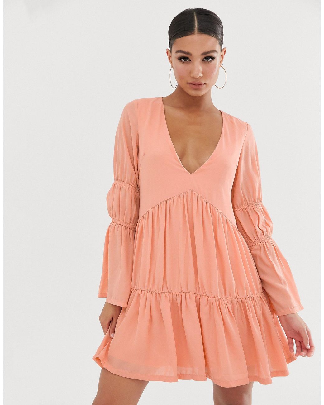Missguided Tiered Smock Dress - Lyst