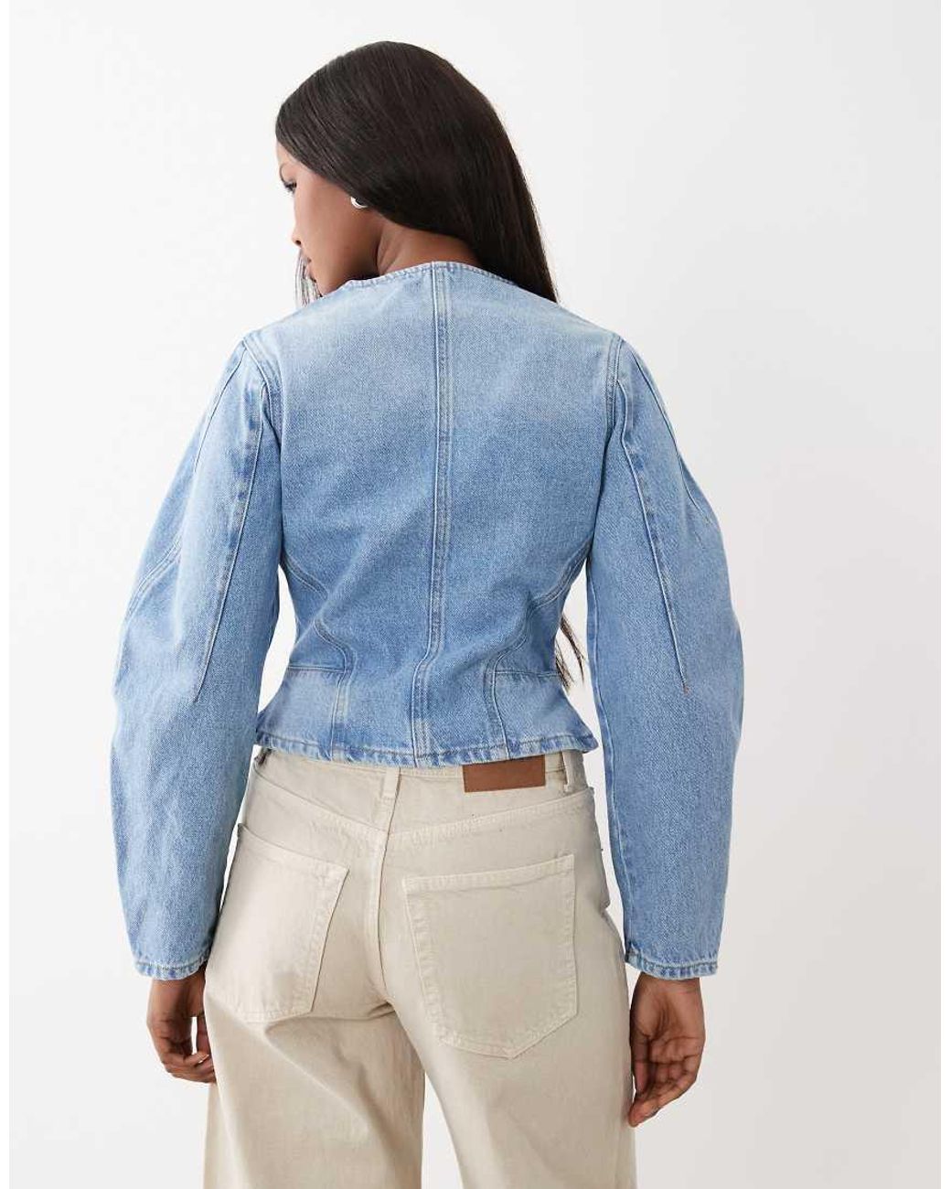 ASOS Blue Denim Cinched Barrel Sleeve Jacket Co Ord