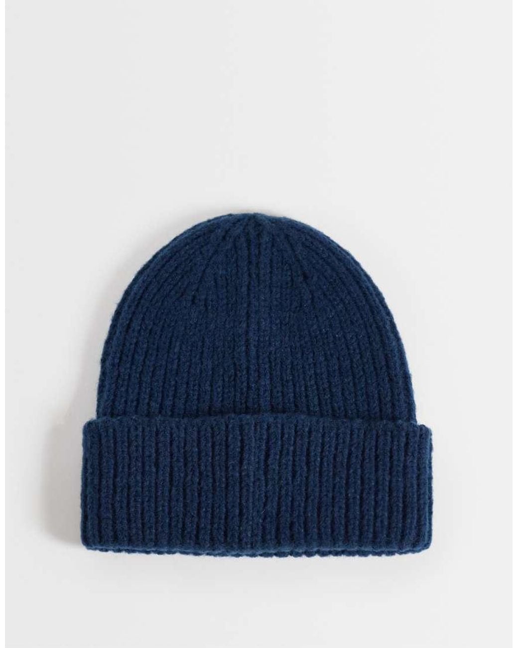 ASOS Blue Brushed Knit Beanie for men