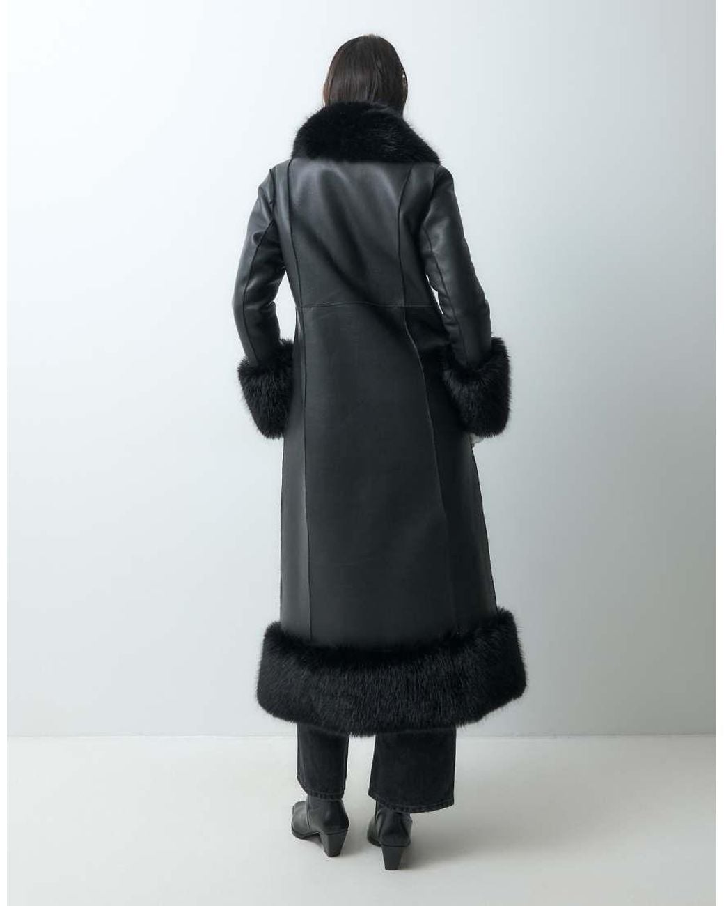 Urbancode Black Faux Shearling Maxi Penny Lane Coat