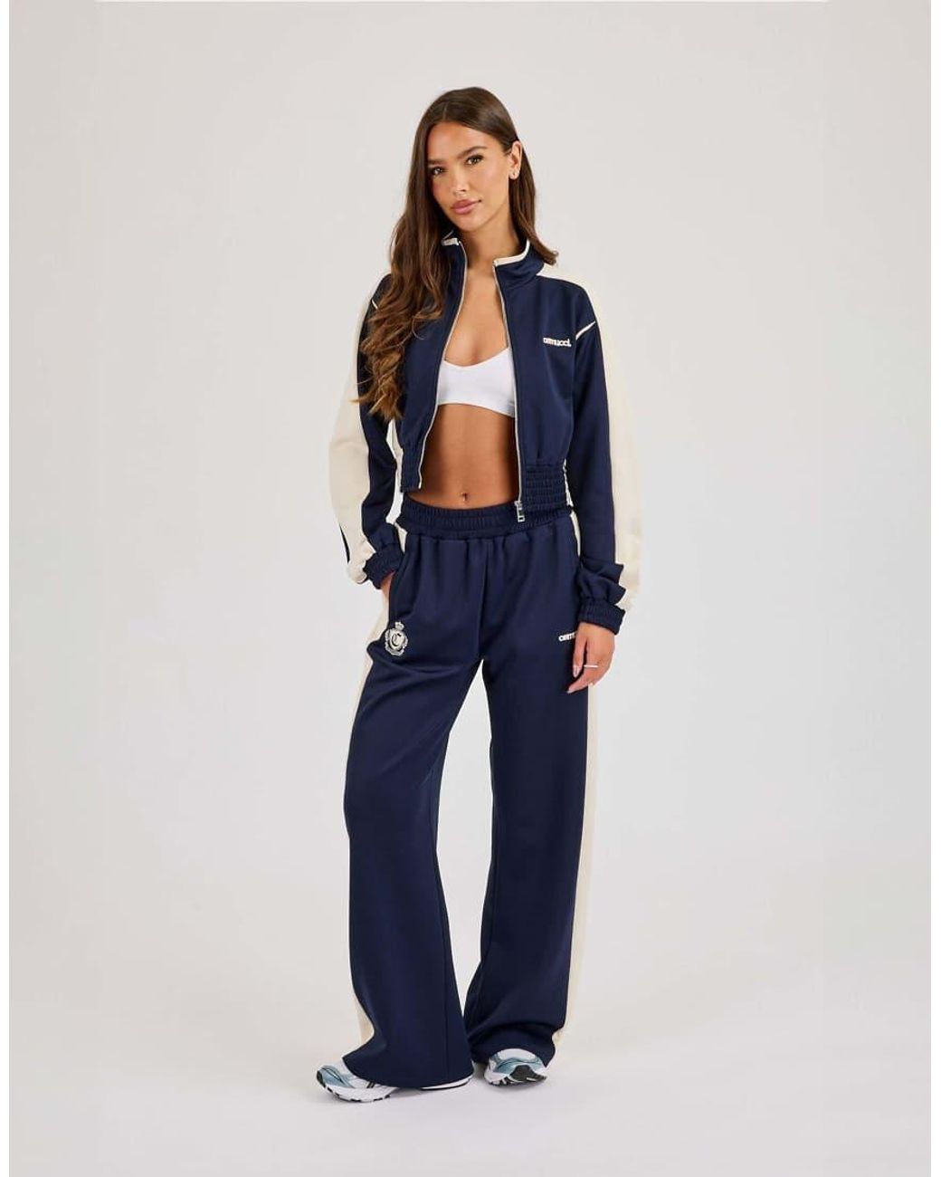 CERNUCCI Blue Poly Wide Leg Cut & Sew Jogger