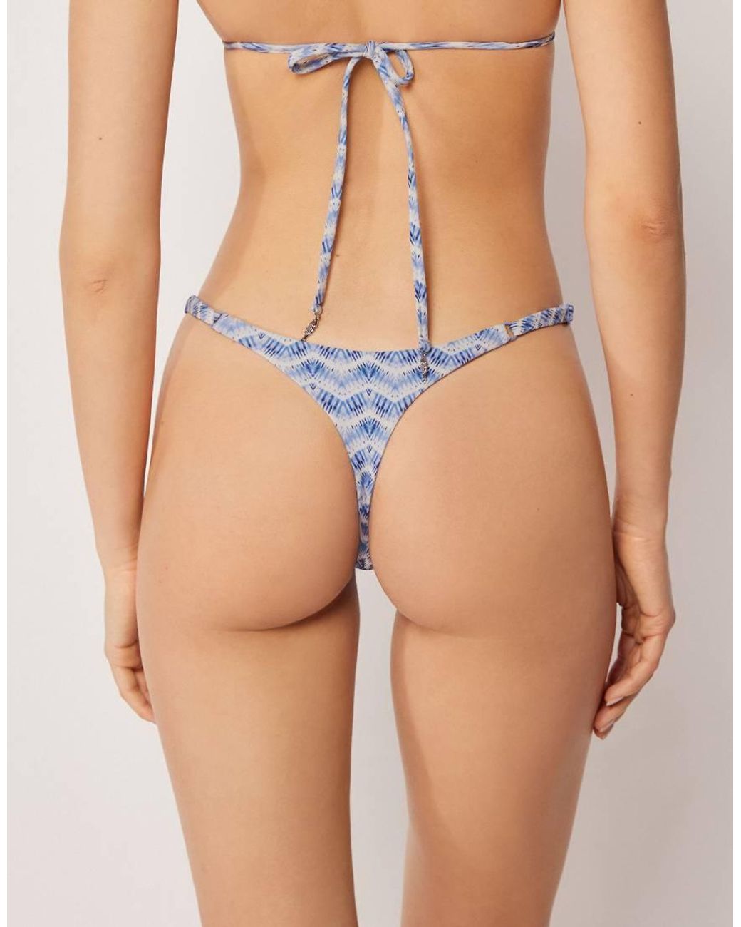 Calzedonia Blue Thong Bikini Bottoms Reflection