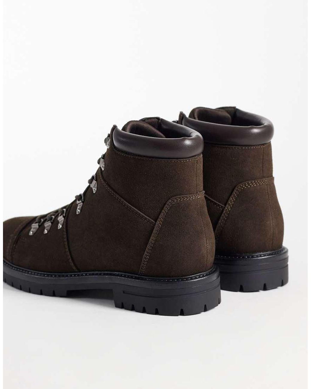 ASOS Black Lace Up Hiker Boots With Cleated Sole for men
