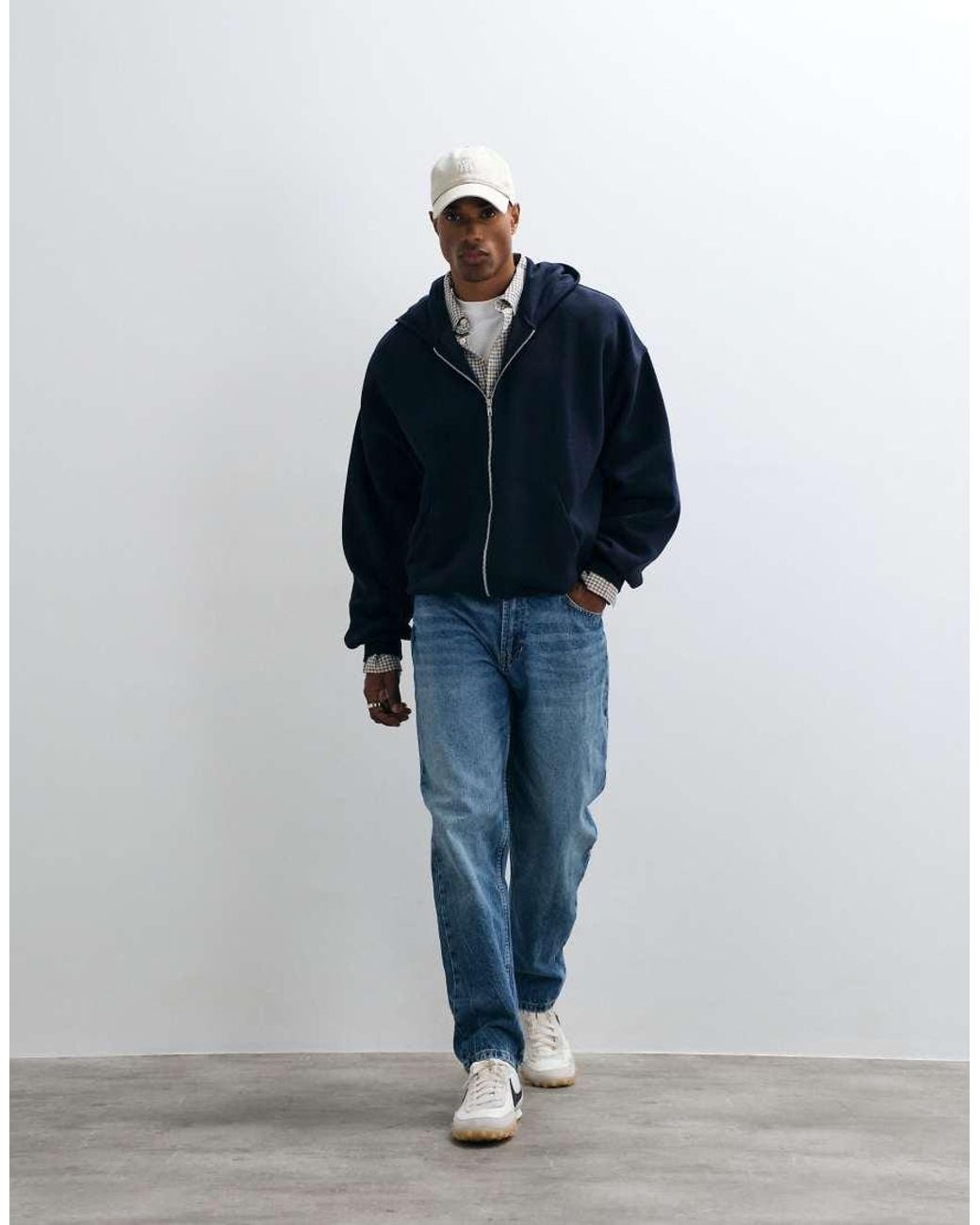 ASOS Blue Essentials Extreme Oversized Zip Up Hoodie for men