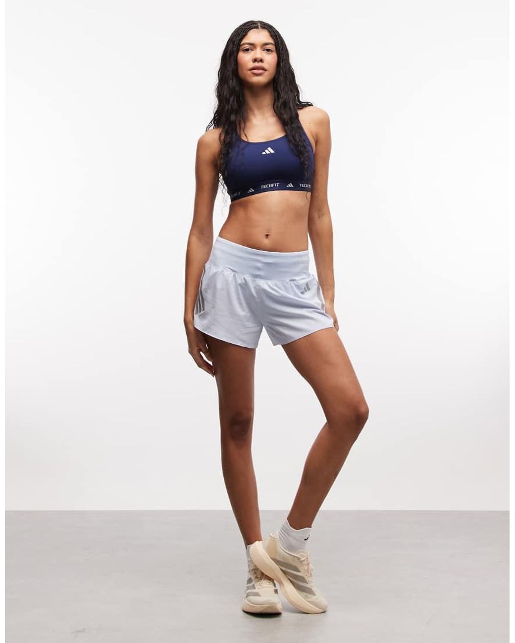 Adidas Originals Blue Adidas Training Techfit Mid Support Sports Bra