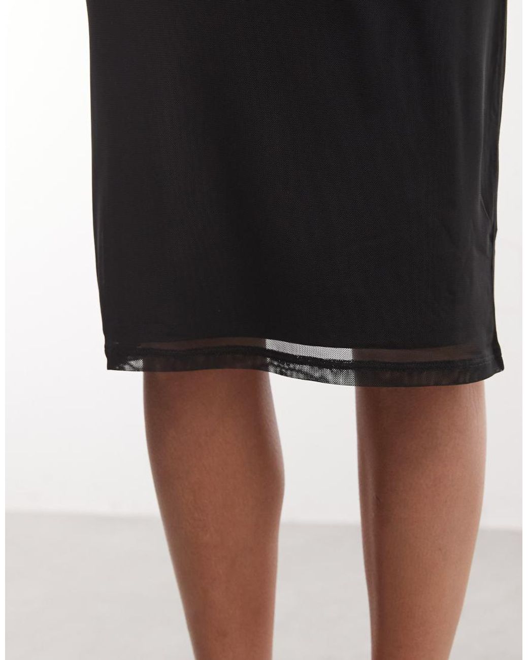 ASOS Black Sheer Mesh 90's Slip Midi Skirt