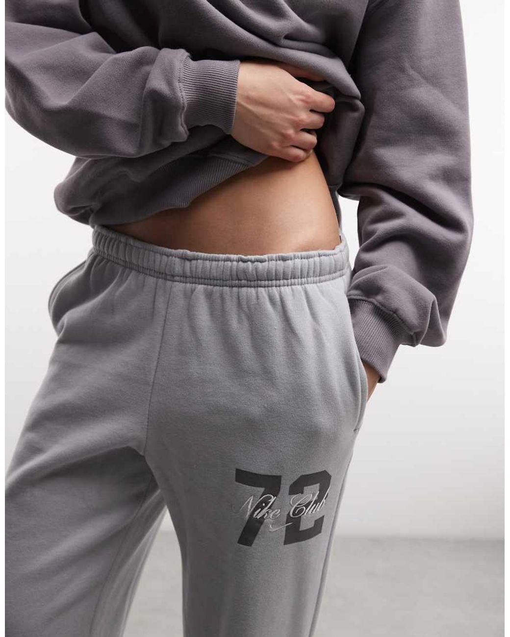 Nike Gray Studio Fleece Mid Rise Open Hem Joggers