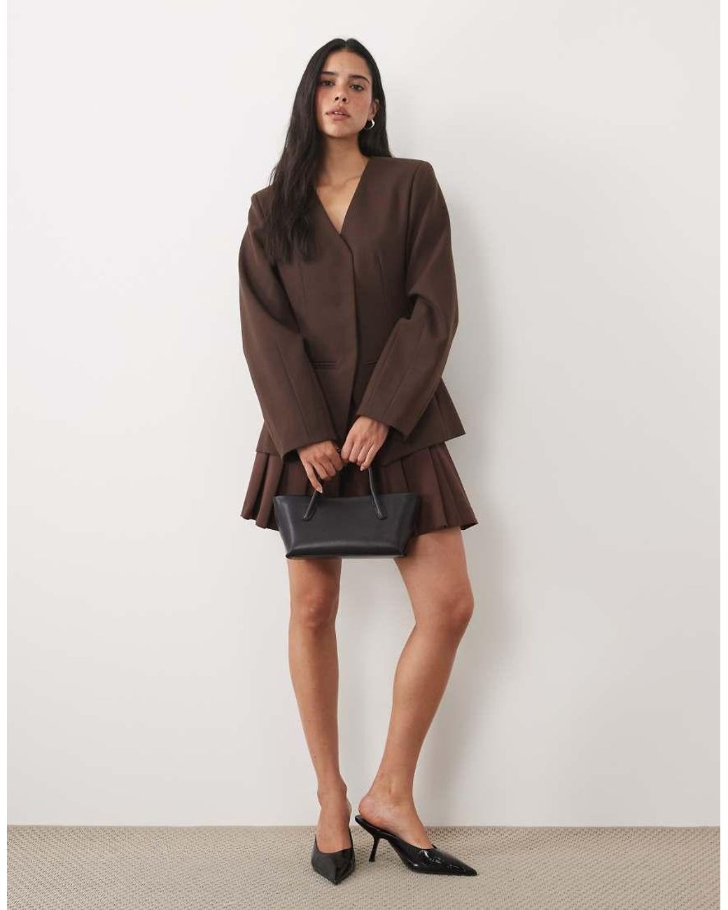 4th & Reckless Brown Cocoon Sleeve Fitted Waist Blazer