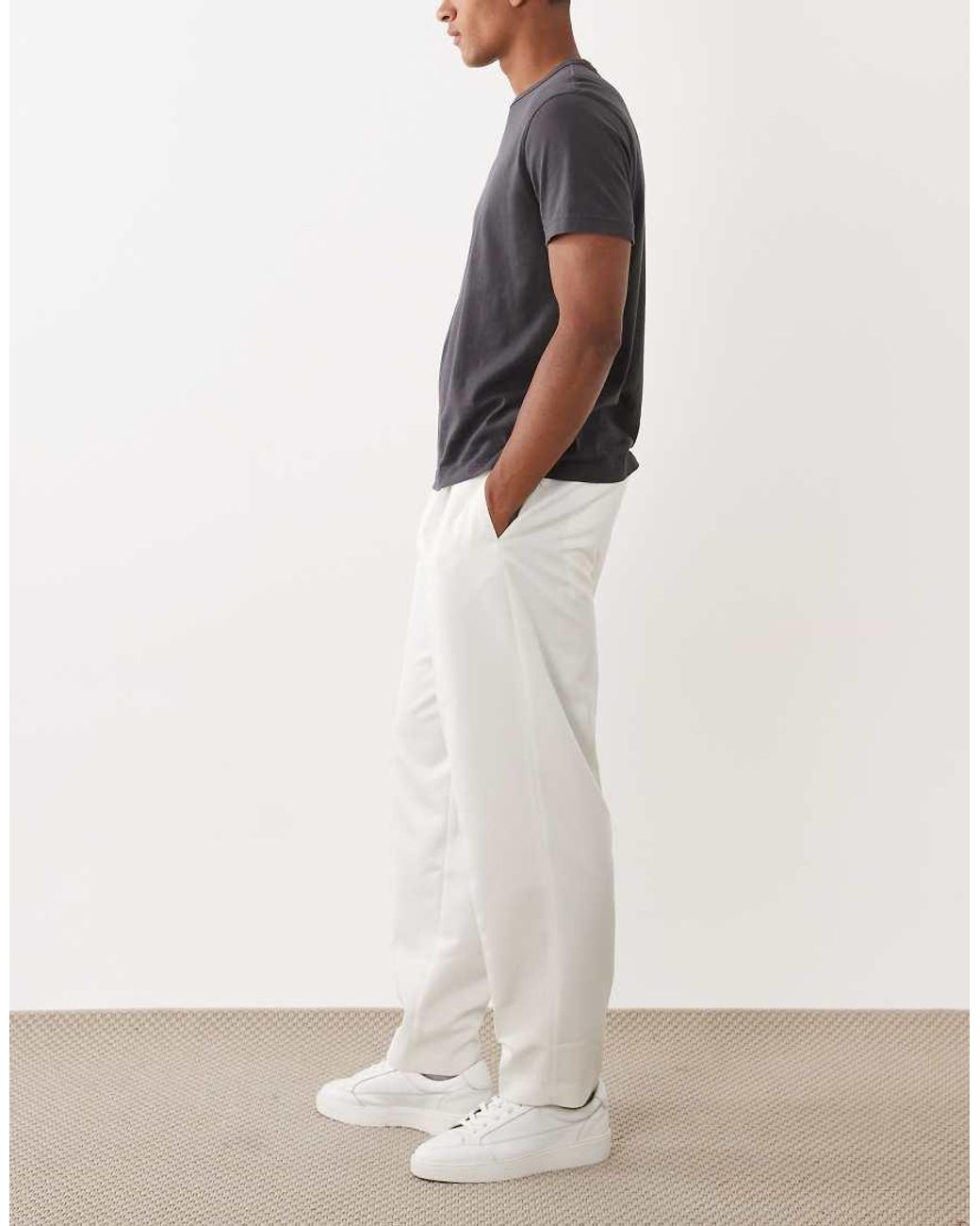 ASOS White Tailored Pleated Oversized Tapered Pants for men