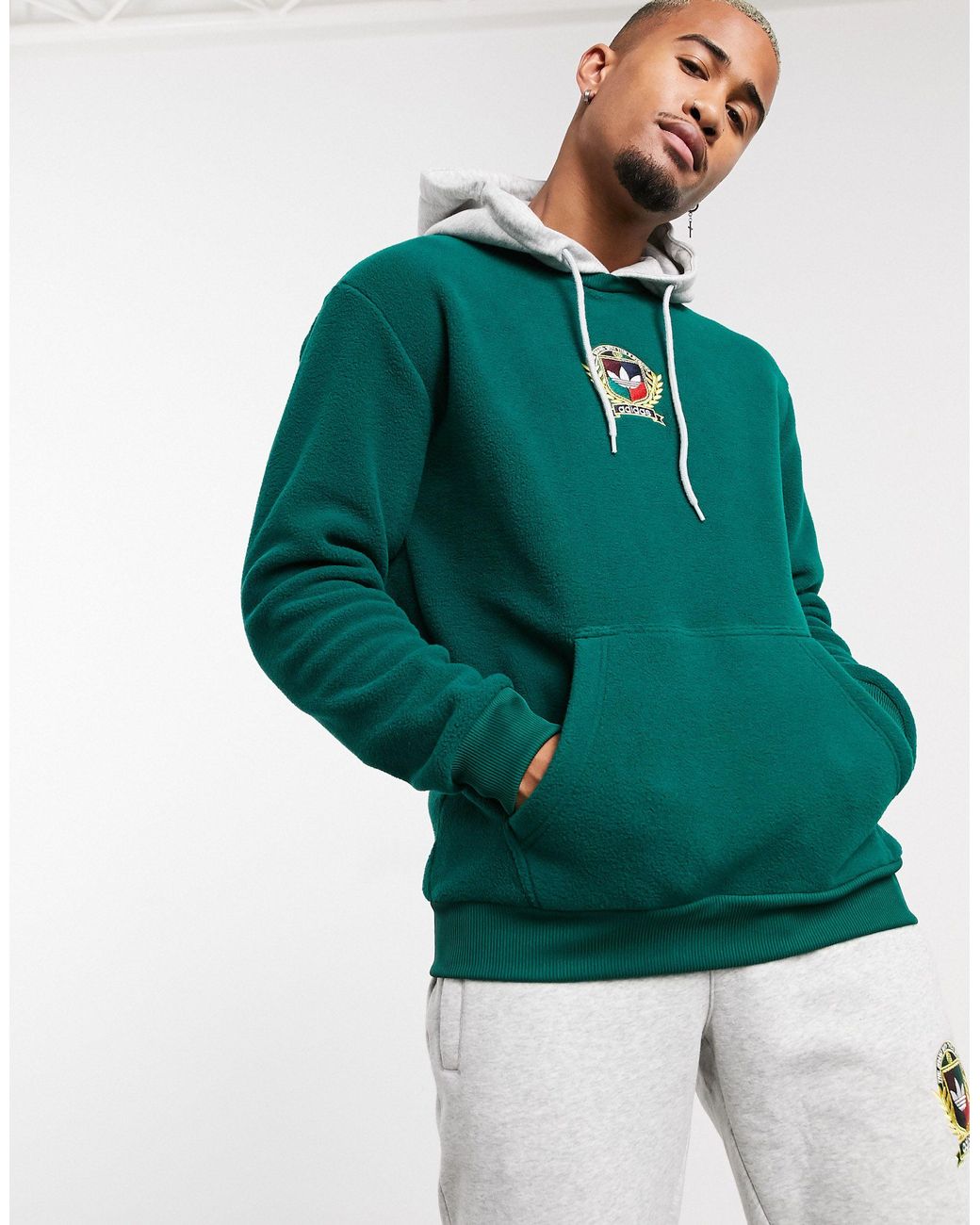 adidas Originals Hoodie With Collegiate Crest in Green for Men | Lyst  Australia