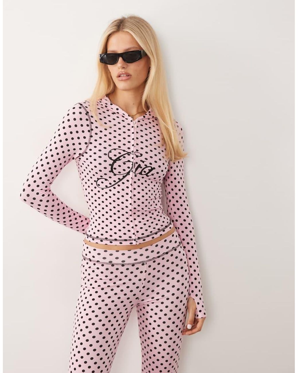I.AM.GIA Pink Blare Logo Contrast Stitch Zip Up Hoodie