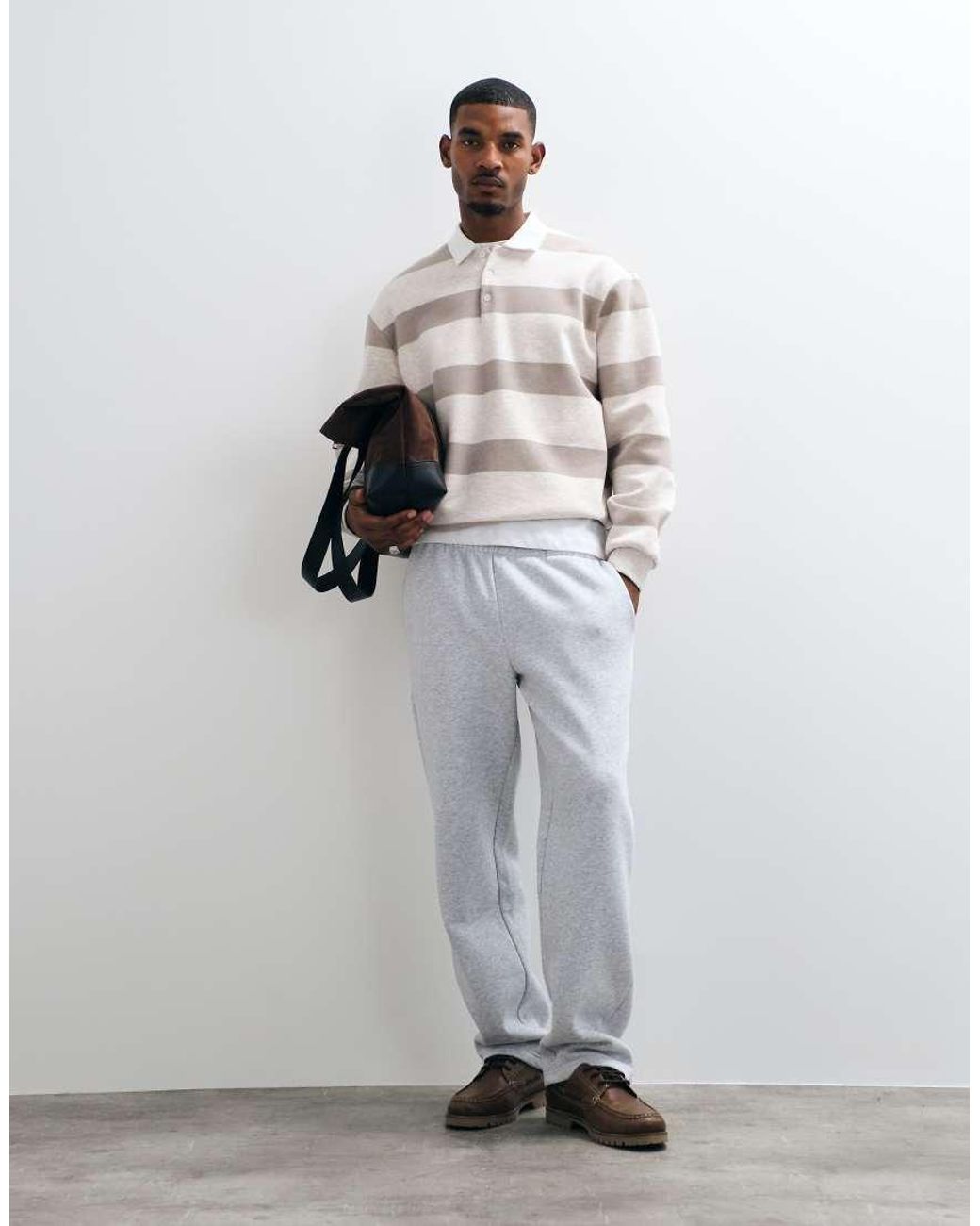 ASOS Natural Relaxed Rugby Polo Sweatshirt for men