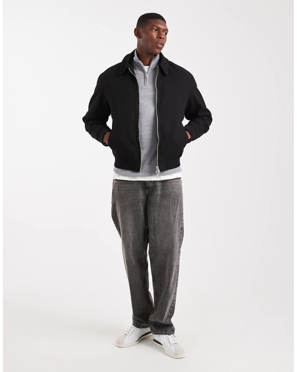 Jack & Jones Black Harrington Bomber Jacket for men