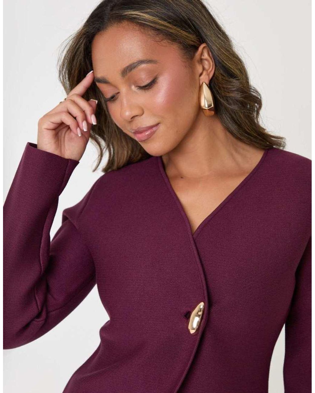 Threadbare Purple Button V-Neck Cardigan