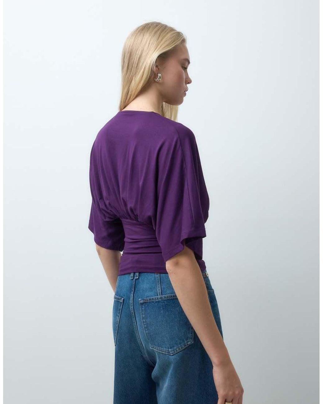 ASOS Purple Plunge Neck Batwing Top