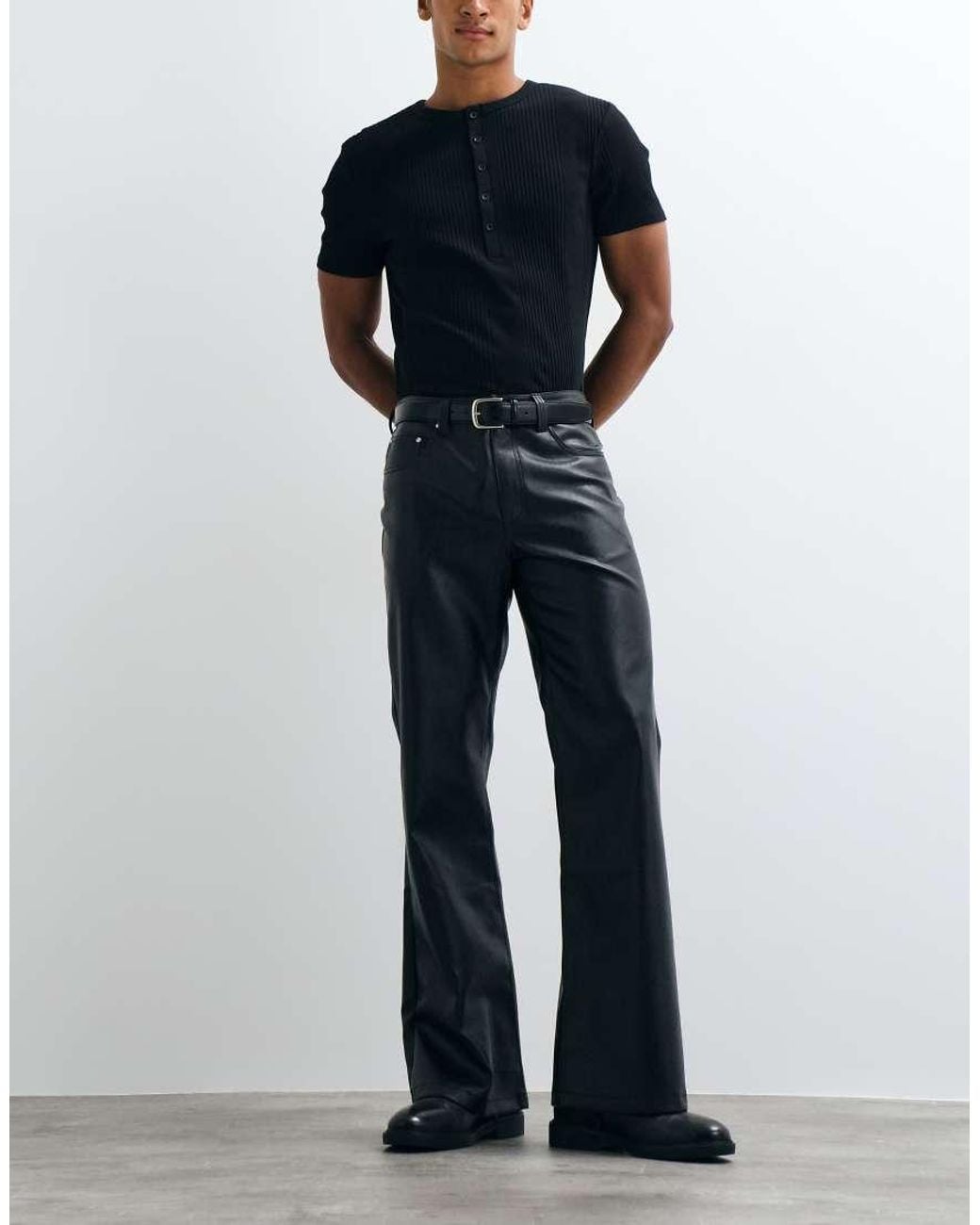 ASOS Blue Wide Flare Trousers for men