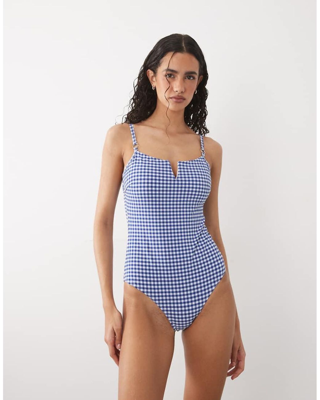 Accessorize Blue Gingham Print Swimsuit