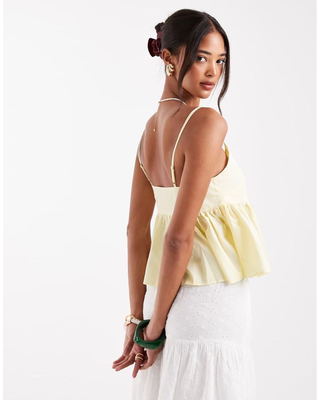 New Look White Peplum Strappy Cami Top