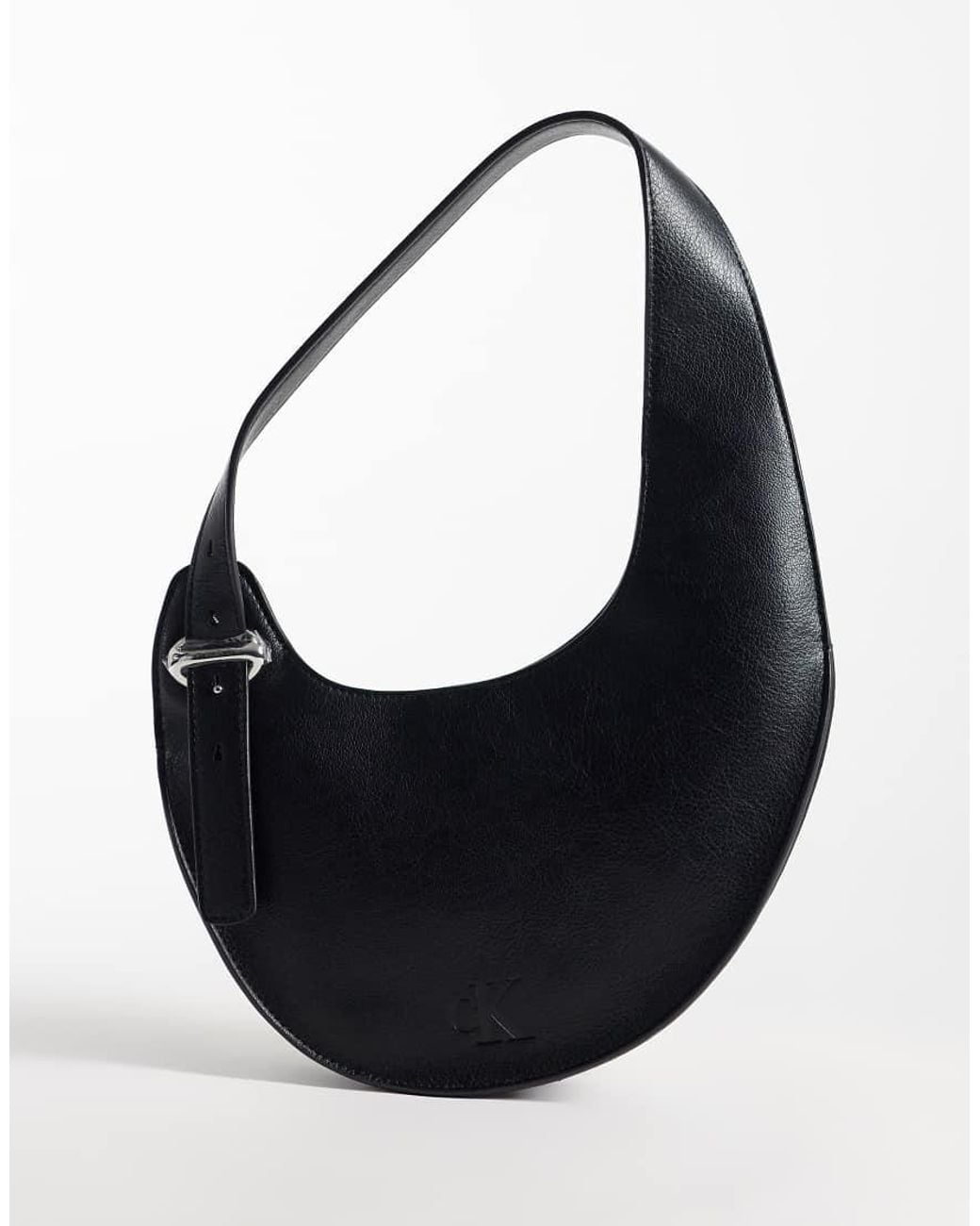 Calvin Klein Black Asymmetrical Buckle Shoulder Bag