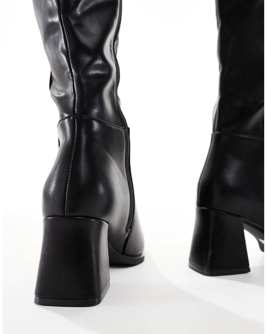 SEQWL Wide Fit Multicolor Fisher Block Heel Knee Boots