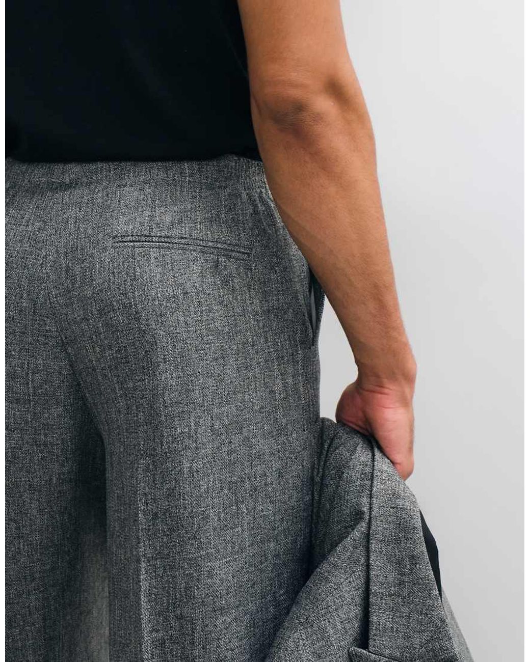 ASOS Gray Wide Tapered Suit Trousers for men