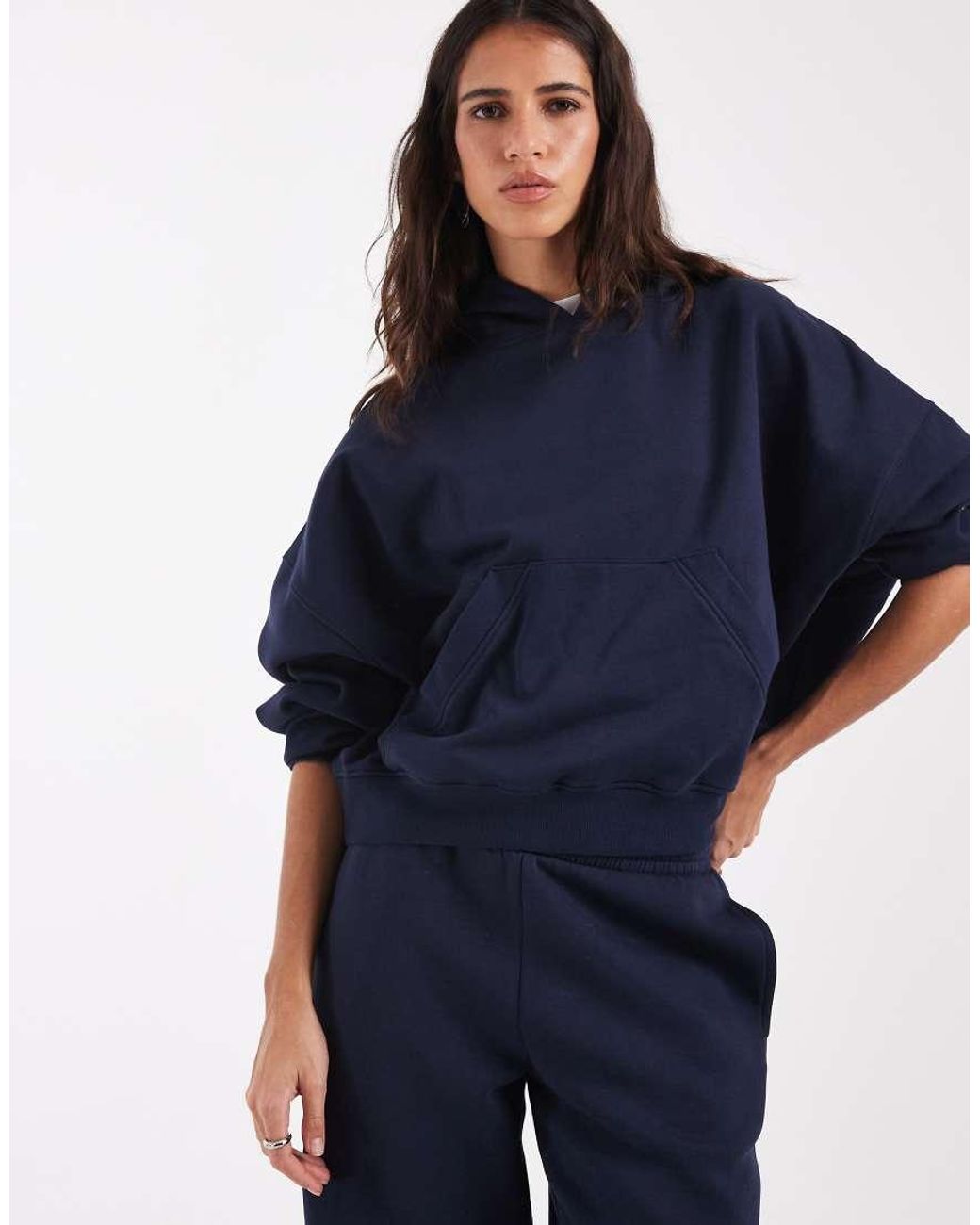 ASOS Blue Boxy Brushback Hoodie