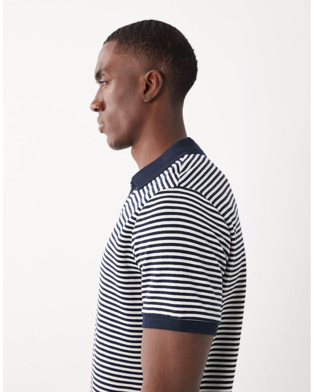 Threadbare – kurzärmliges, gestreiftes polohemd in Blue für Herren
