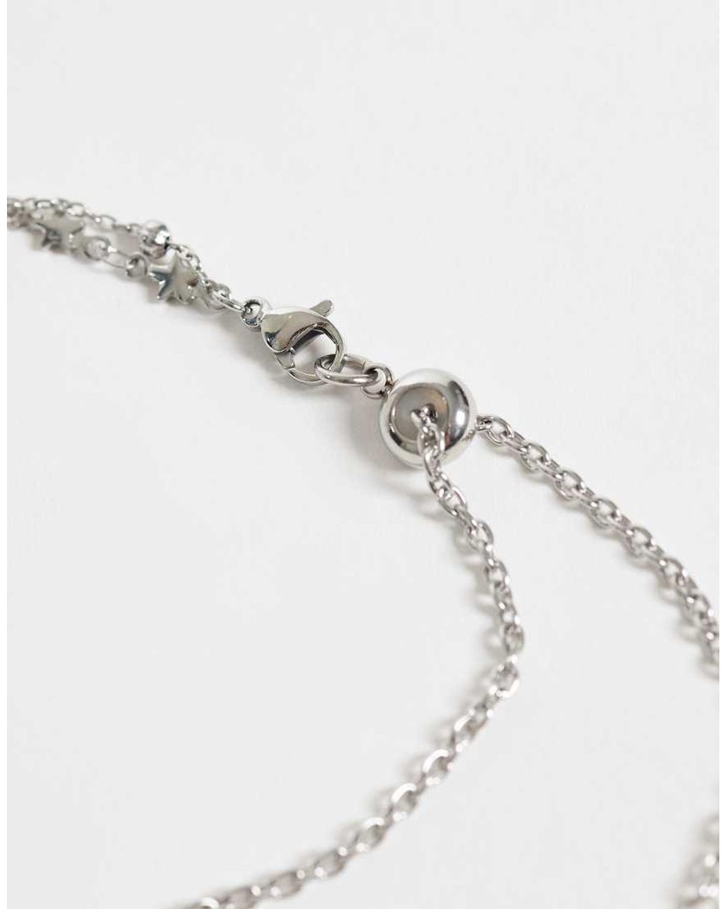 Reclaimed Vintage White 2 Row Star Chain Necklace