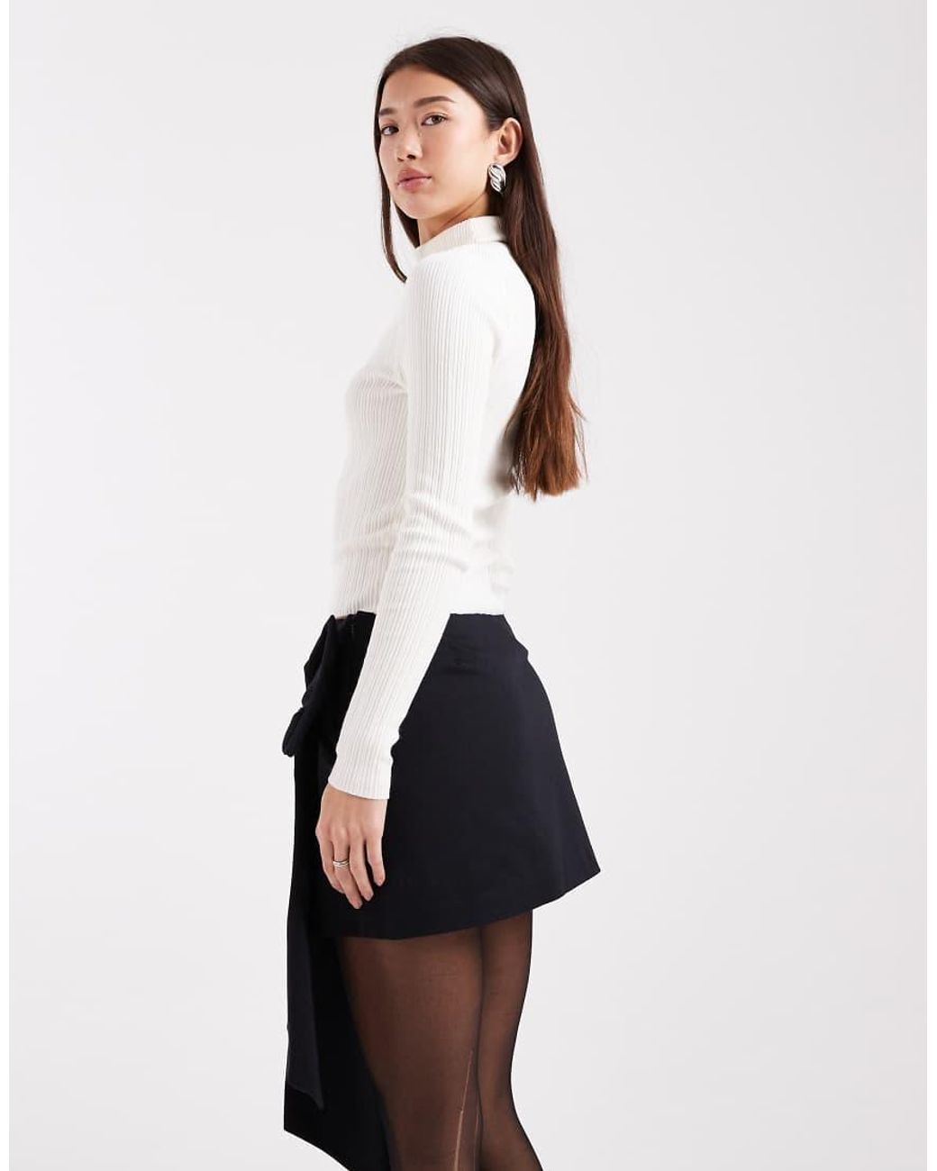 Miss Selfridge White Extreme Bow Party Mini Skirt