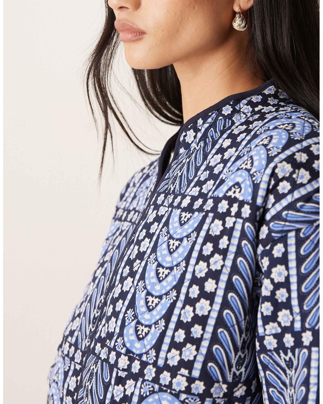 Jdy Blue Printed Quilted Jacket