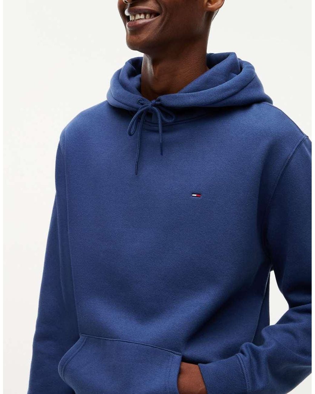 Tommy Hilfiger Blue Tommy Jeans Flag Embroidery Fleece Drawstring Hoody for men