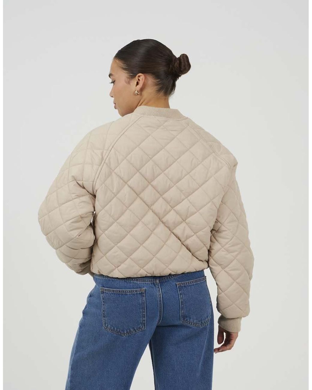 Brave Soul Natural Diamond Quilted Bomber Jacket
