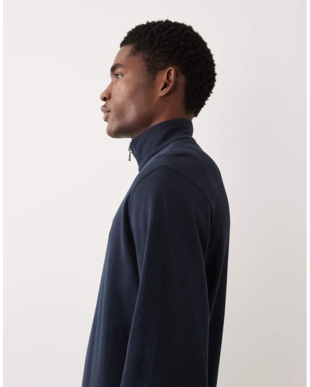 Polo Ralph Lauren Blue 1/4 Zip Icon Logo Double Knit Sweatshirt for men
