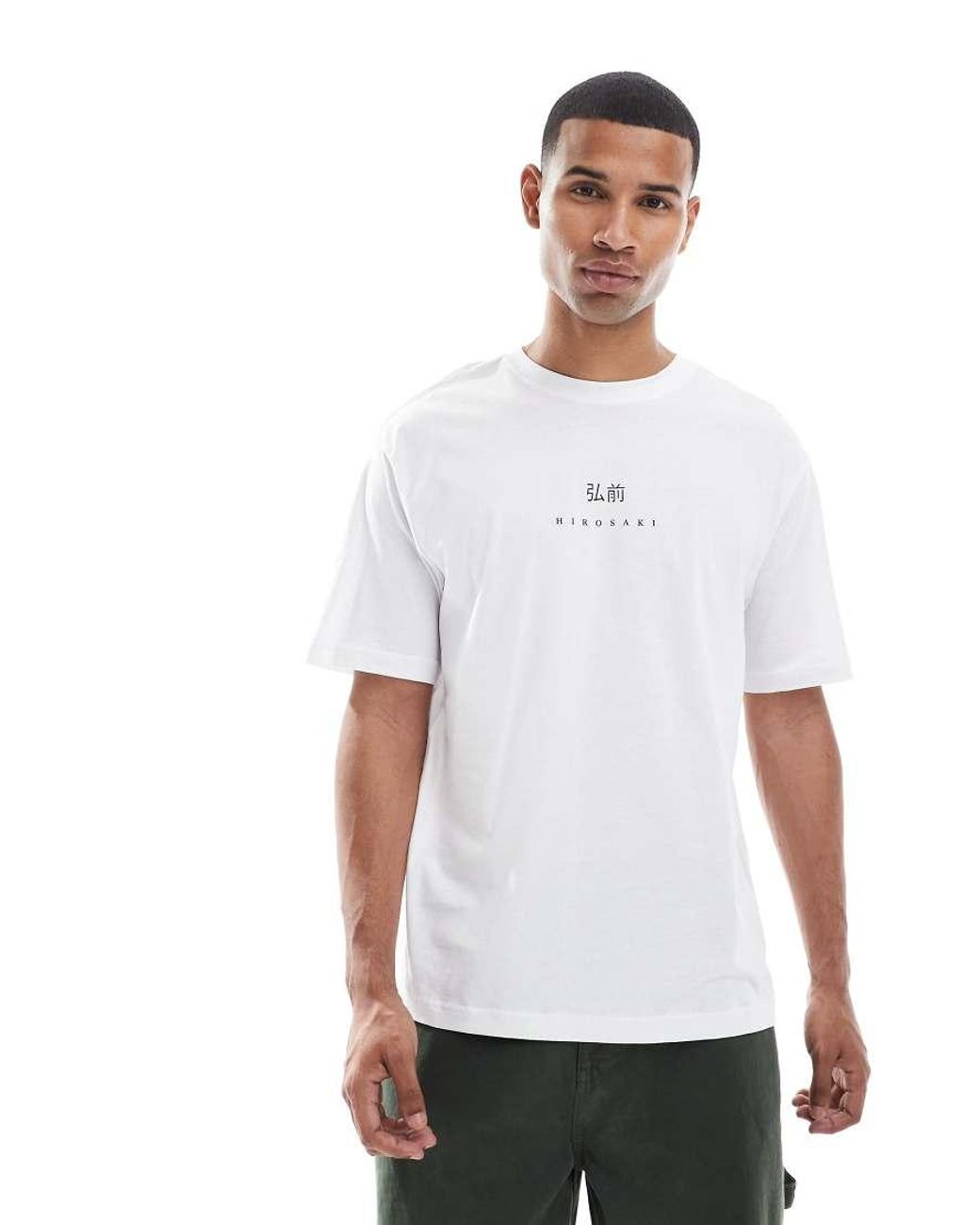 Only & Sons White Oversize Fit T-shirt With Hirosaki Back Print for men