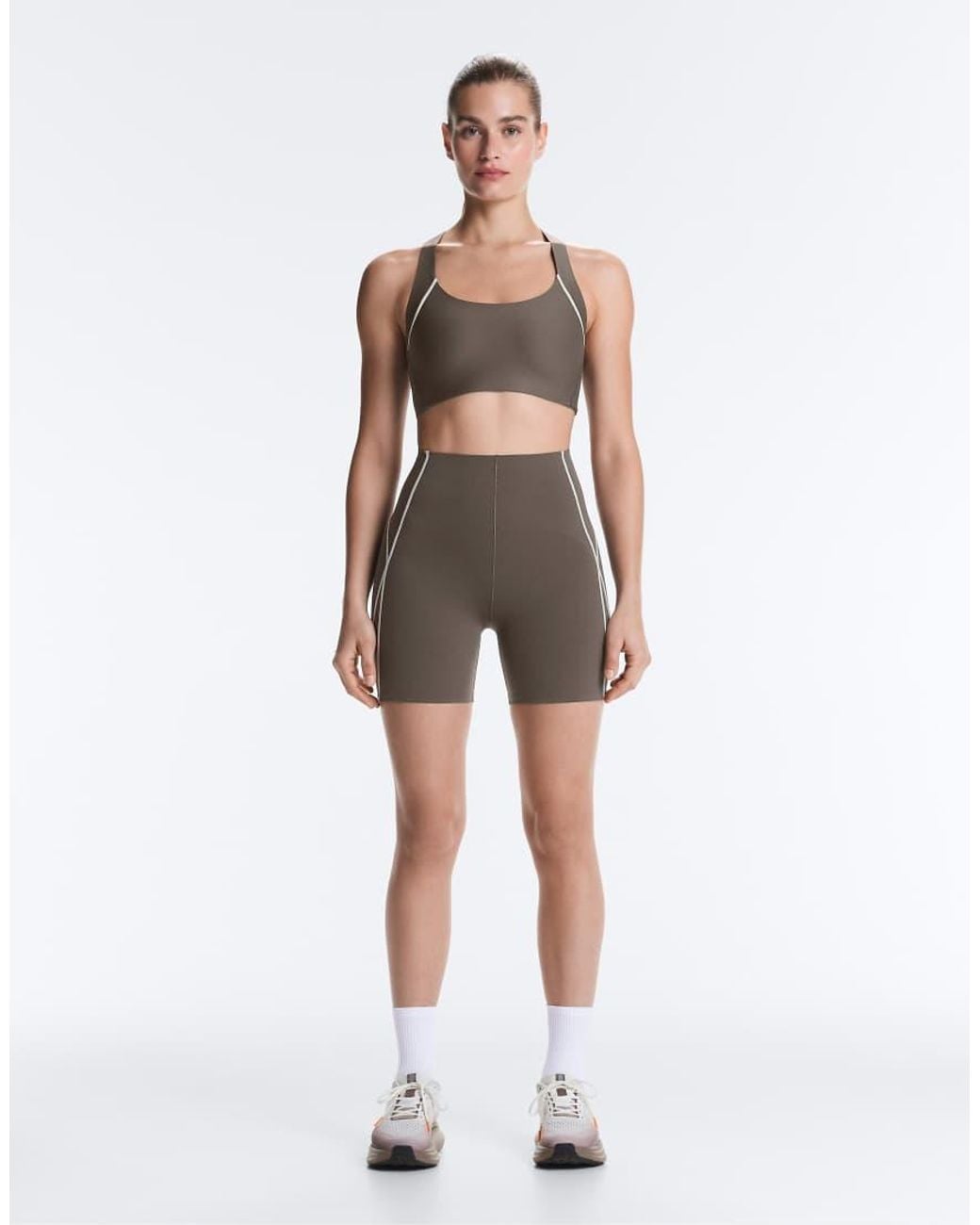 Oysho Gray Perfect-Adapt 15Cm High-Rise Short Leggings With Seams