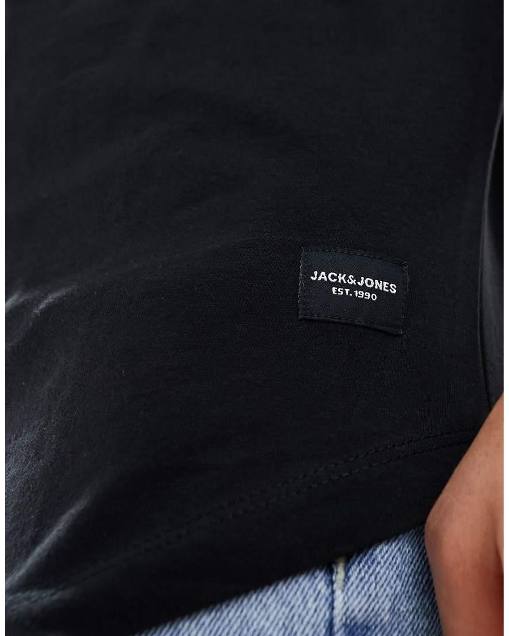 Jack & Jones Blue Originals 3 Pack Curve Longline T-Shirt for men