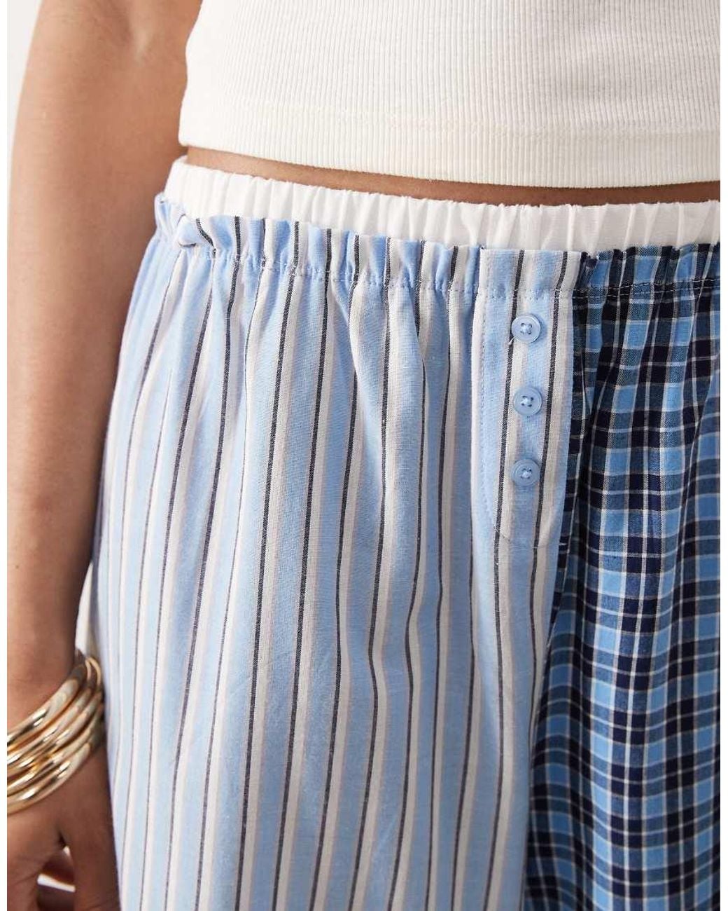 ASOS Blue Asos Design Tall Woven Spliced Pajama Pants With Double Waistband
