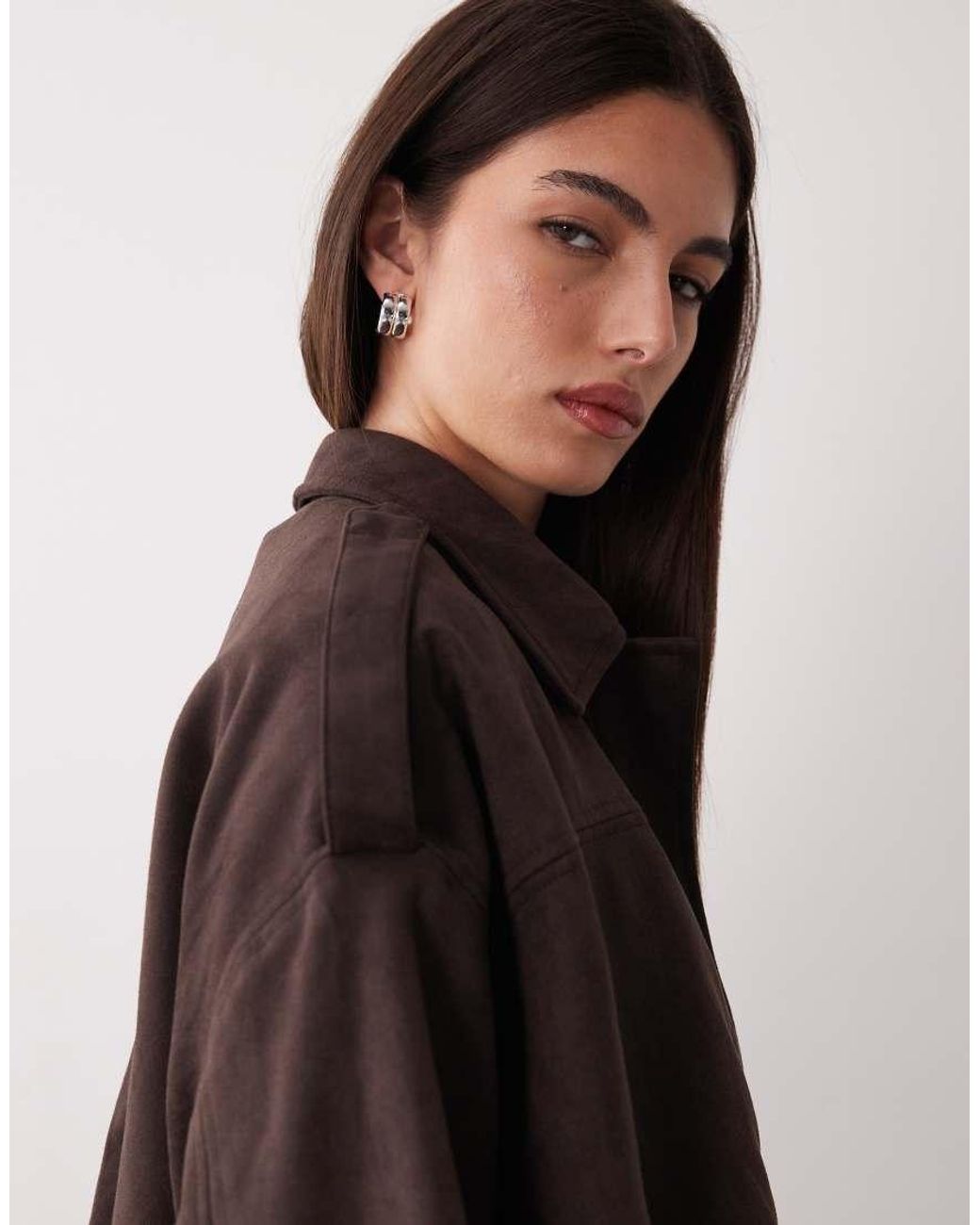 Jdy Brown Faux Suede Bomber Jacket