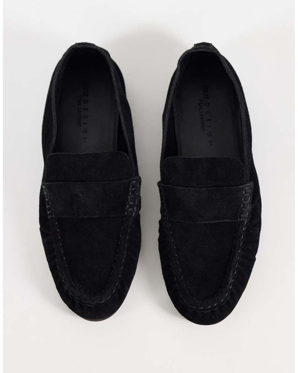 ASOS Black Marlowe Real Suede Softie Loafers