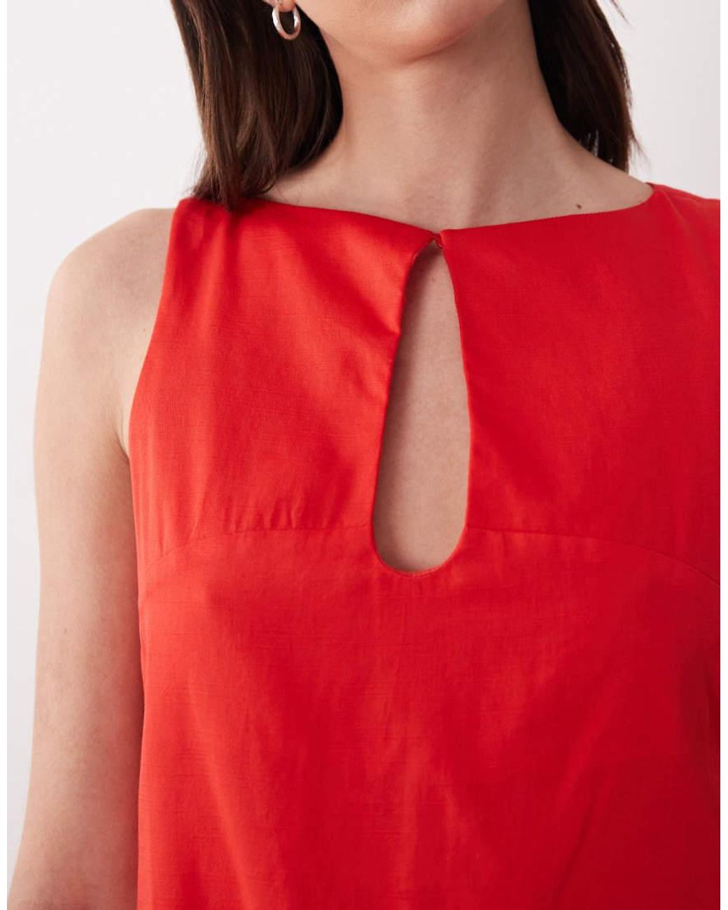ASOS Red Slash Neck Keyhole Mini Sundress