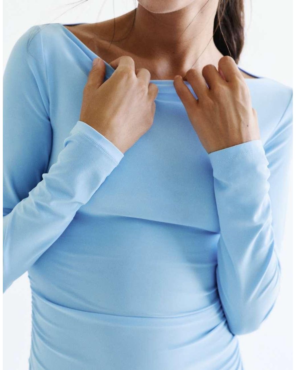 Pull&Bear Blue Gathered Short Dress