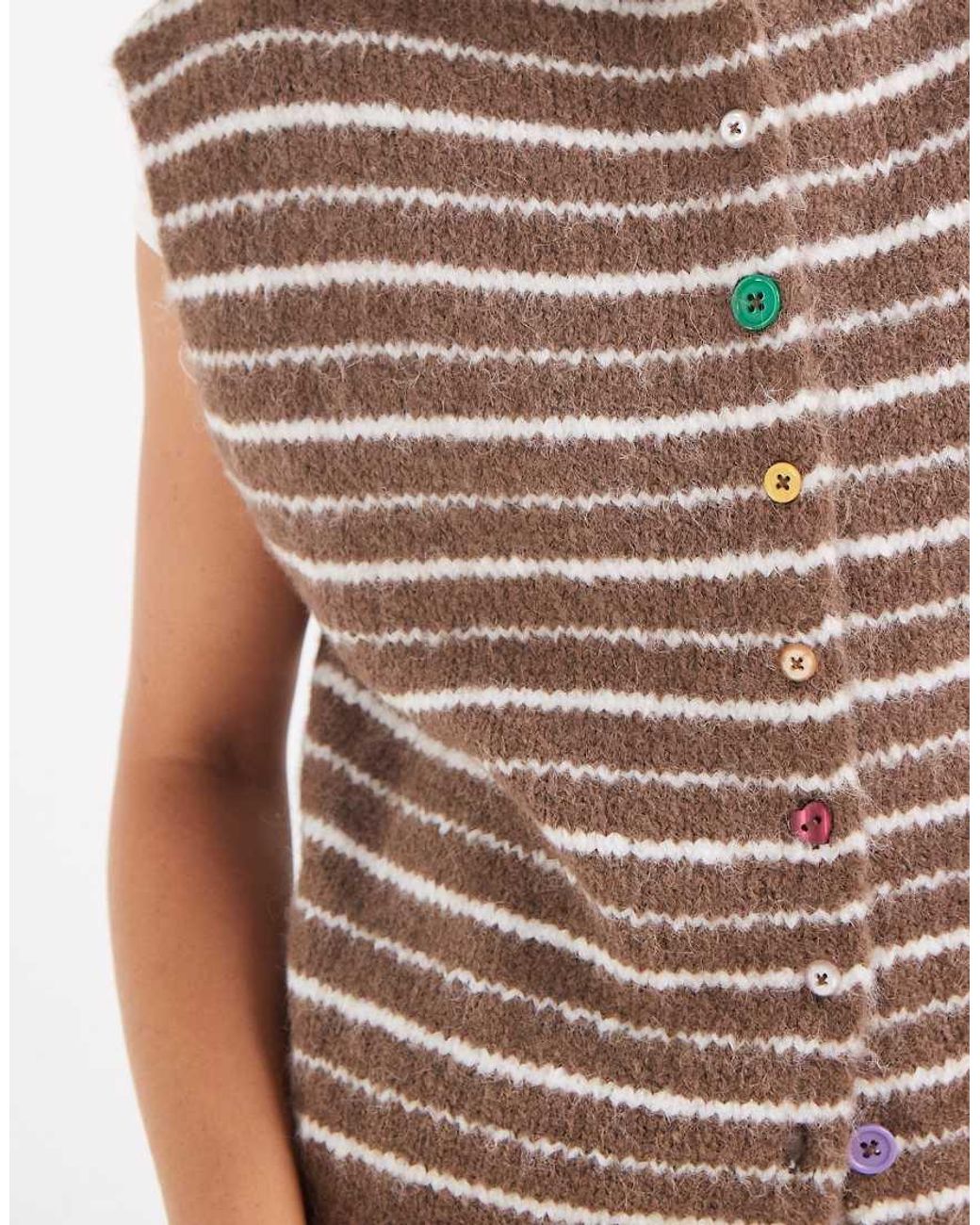 Pieces White High Neck Button Detail Knitted Cardigan