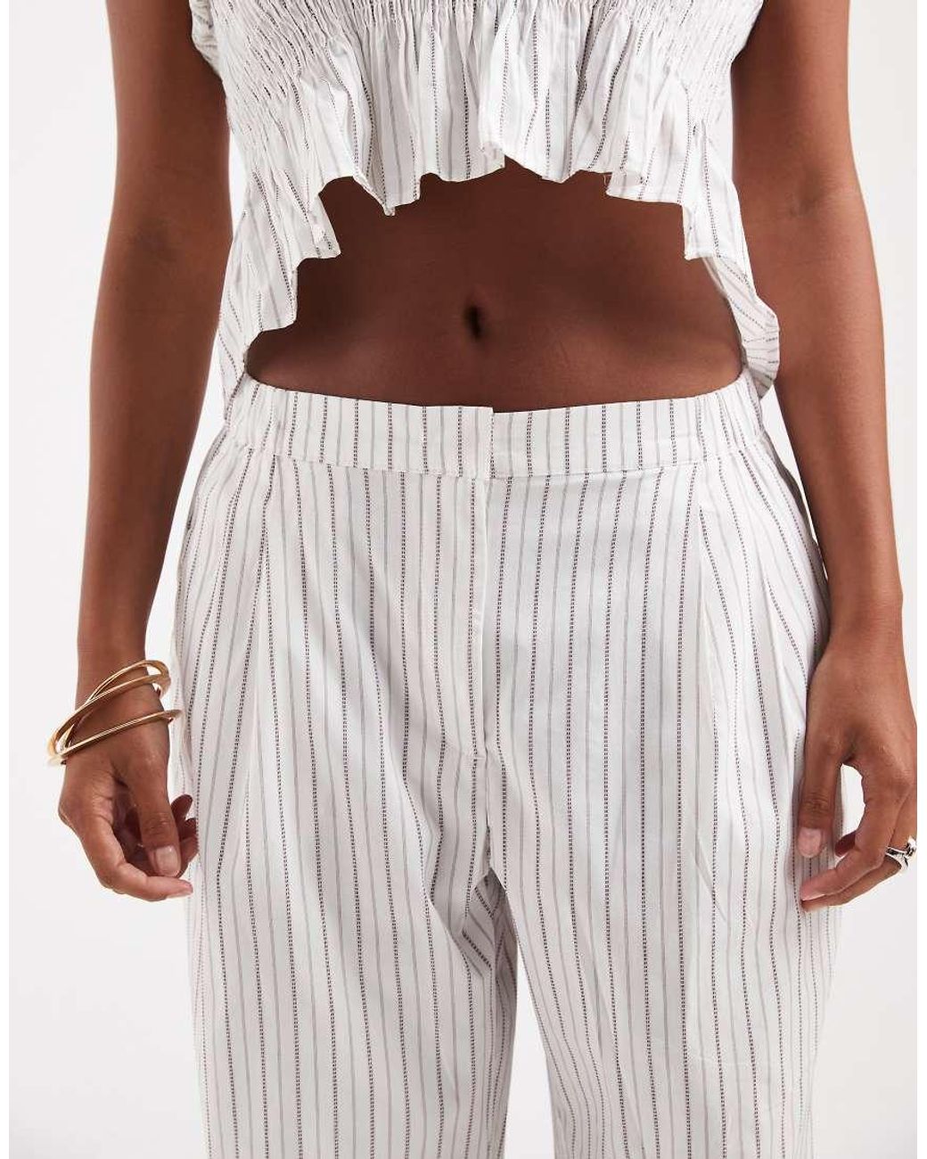 Vero Moda White Poplin Wide Leg Pull On Trouser Co-ord